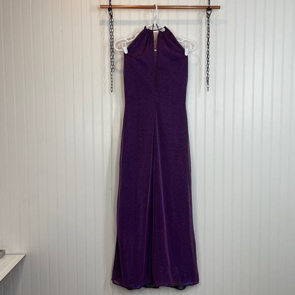 Jessica McClintock For Gunne Sax Purple Glam Evening Halter Maxi Dress Size S - Picture 1 of 9